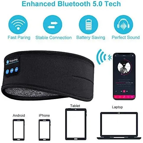 Mascara De Dormir Faixa Sem Fio Tapa Olho Fone Bluetooth